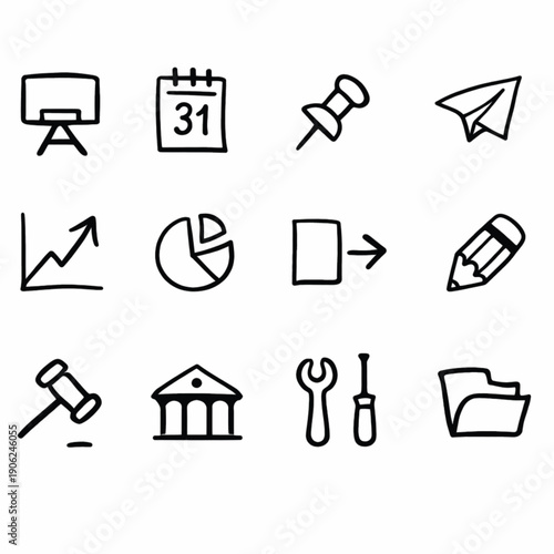 Hand drawn medical icon set for web design or health apps.  vector eps