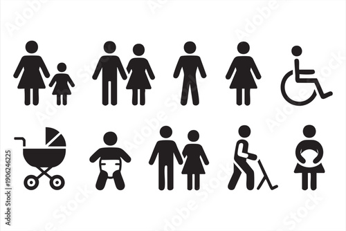 Healthcare assistance and social inclusion icons