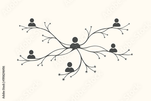 Stylized human network connecting people icons like branches