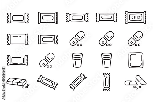 Dosage therapy and prevention outline icons