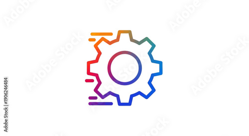 Vibrant gradient gear icon with dynamic speed lines symbolizing efficient settings and rapid
