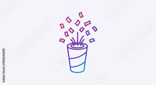 Vibrant Gradient Confetti Popper Line Art Illustration for Celebration Success or Event Design