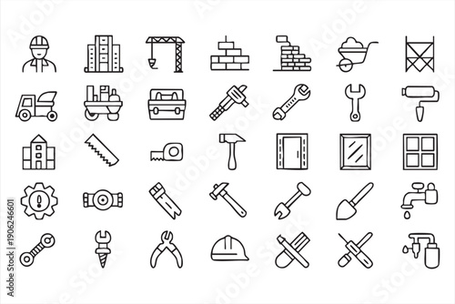Engineering tools and contractor vector symbols