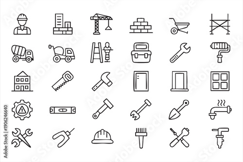 Repair workshop and installation vector set