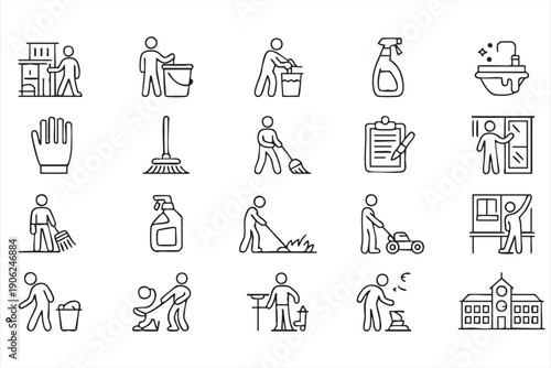Hygiene sanitation and trash management symbols