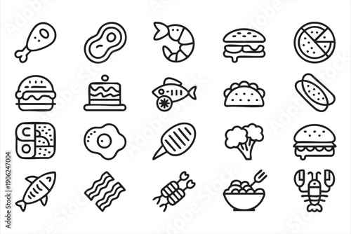 Gourmet cooking and ingredient outline pack