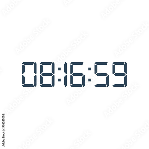 LED digital clock number for counter or calculator mockup design