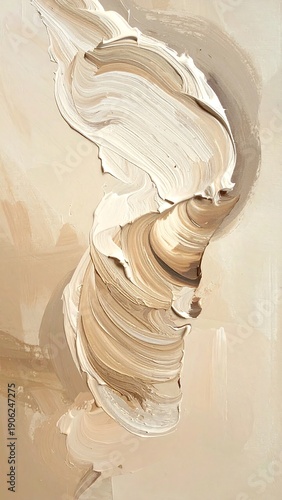 Abstract creamy swirls artwork with textured brushstrokes on light background