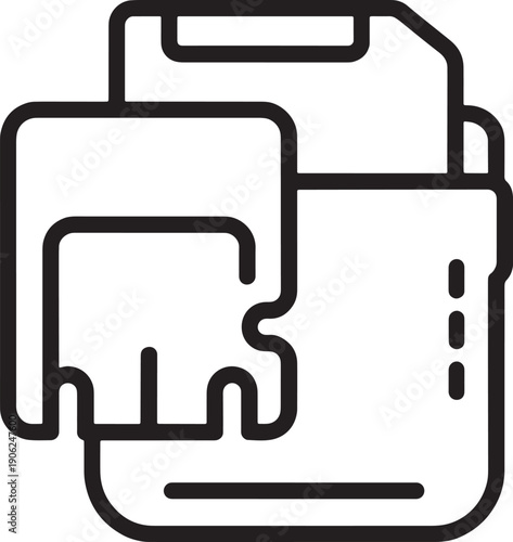 Document folder with paper sheets and digital memory card representing data storage management