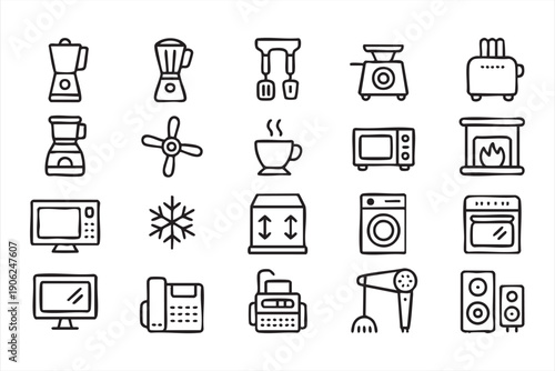 Coffee blender and microwave outline symbols