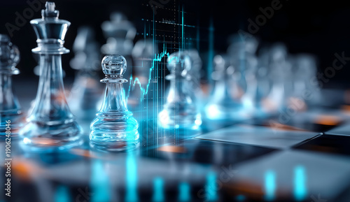 Wallpaper Mural A close-up view of a glowing chess set, combining strategy and technology in a modern game environment. Torontodigital.ca