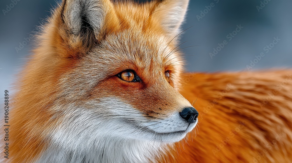 Fototapeta premium Red fox profile on soft cream gradient background