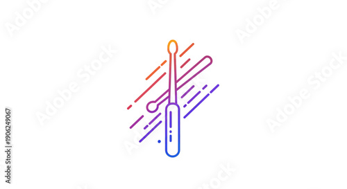 Vibrant gradient line icon of a modern medical instrument with dynamic abstract elements on white