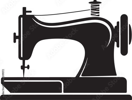 Vintage sewing machine silhouette isolated on transparent background classic tailoring equipment