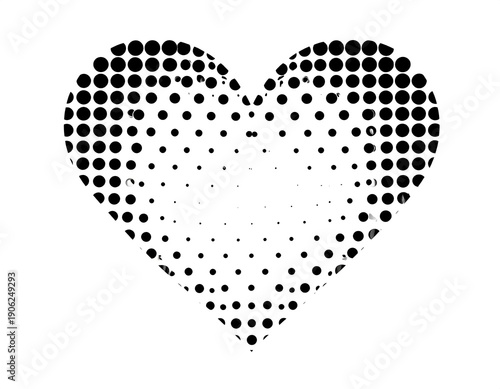 Abstract halftone heart graphic design element on white background