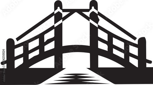 Wooden Bridge Silhouette Vector Black and White