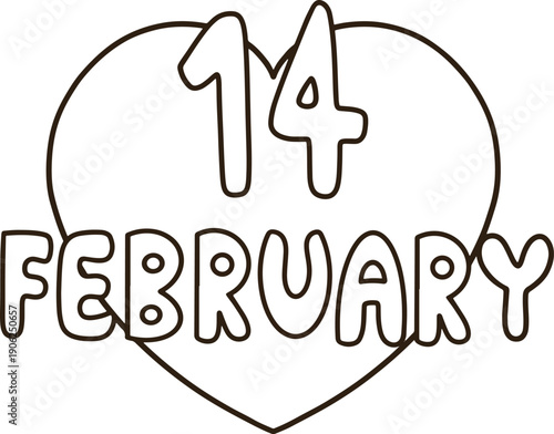 14 February Valentine Outline Icon