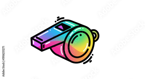 Vibrant rainbow-colored referee whistle illustration representing fun and energetic sport activities