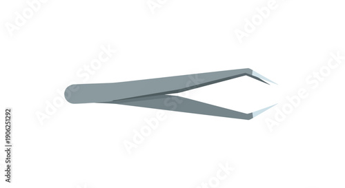 A pair of metal tweezers on white background.