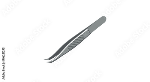 A pair of metal tweezers on white background.