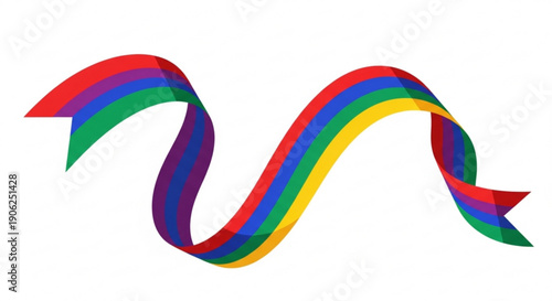 Vibrant rainbow colored ribbon waves on white background symbolizing diversity and inclusivity