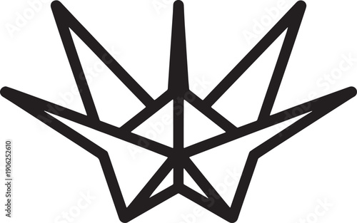 Abstract star shaped geometric design element with sharp points and linear construction