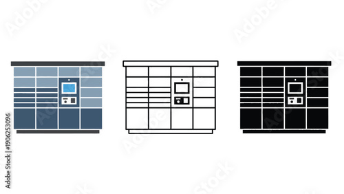 ATM machine vector icon illustration in different colors and styles