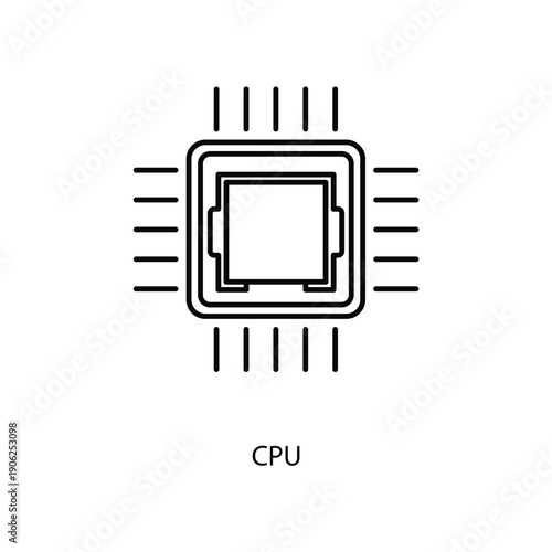 cpu concept line icon. Simple element illustration. cpu concept outline symbol design.