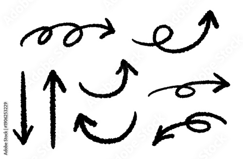 ペンの手書きの矢印セット_黒