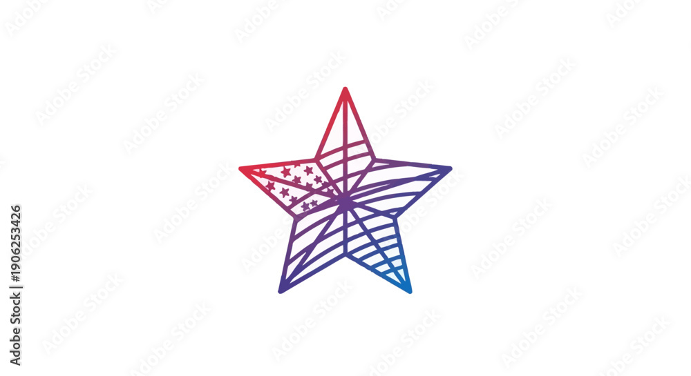 Obraz premium Stylized American flag star icon with red blue gradient symbolizing national pride and freedom