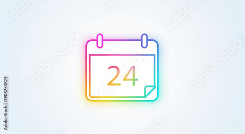 Vibrant rainbow gradient calendar icon displaying day 24 with a clean white background digital