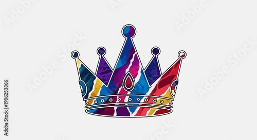 Vibrant abstract artistic crown illustration displaying a kaleidoscope of vivid colors