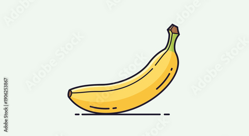 Bright yellow banana fruit illustration with a simple and clean cartoon style graphic design element