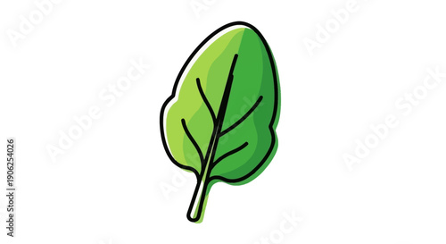 Vibrant green spinach leaf illustration for healthy food and vegan concepts