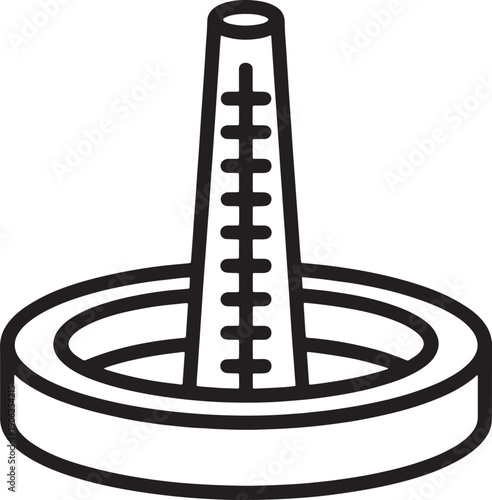 Simple line art icon representing oil drilling derrick or geological survey equipment structure