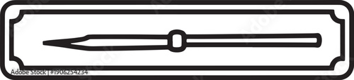 Simple slider control element outline icon with pointed end and central knob