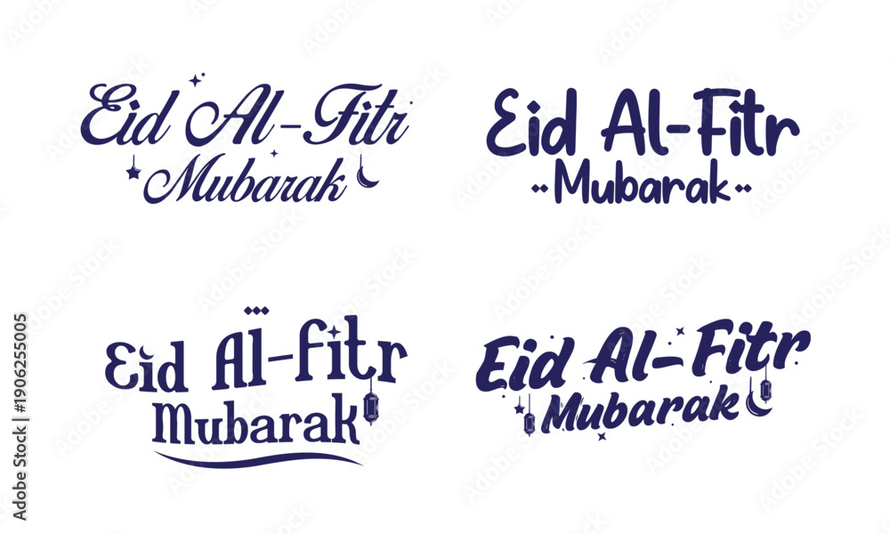 Fototapeta premium Eid fitr calligraphy collection set package designs