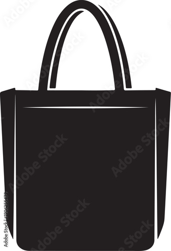Minimalist black tote bag vector illustration isolated on white background