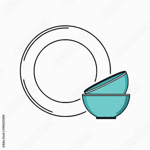 vector illustration of a bowl with a spoon