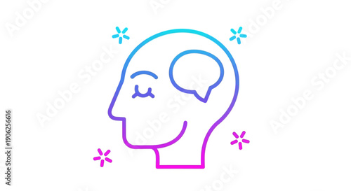Vibrant Gradient Human Head Icon Representing Creative Thinking, Mindfulness, and Inner Thought