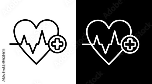 Heart Rate White Icon Set Vector 