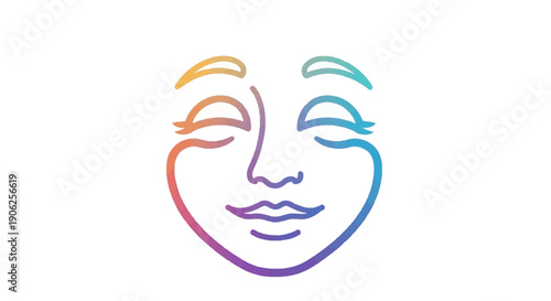 Abstract colorful smiling face illustration embodying peace and happiness through vibrant gradient