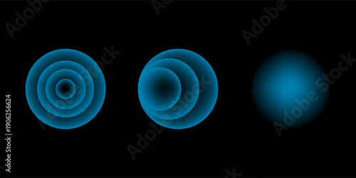 Round light effect. Wifi range. Sound wave. Signal concentric circle. Radio station signal. Water ripple with circle waves. A place or a painful point. Radar screen. Vector effect.