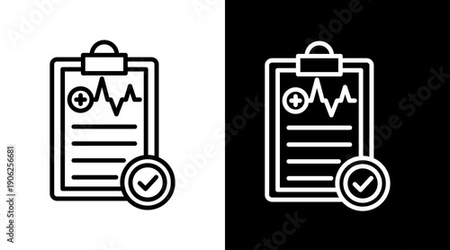 Medical Record White Icon Set Vector 