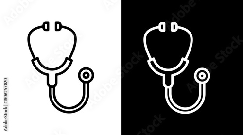 Stethoscope White Icon Set Vector 