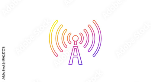 Vibrant Gradient Wireless Communication Tower Icon Representing Modern Connectivity and Digital
