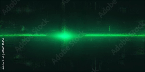 An abstract green digital energy background features a futuristic network pattern of light lines and data design for a modern business communication or medical technology concept
