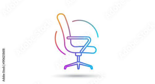 Gradient Line Art Office Chair Icon Demonstrating Adjustability and Ergonomics for Modern
