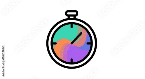 A colorful and modern stopwatch icon representing time management and speed and efficiency