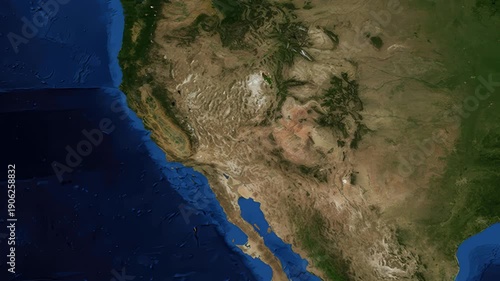 Satellite Map Zoom Animation From World View To Sacramento California